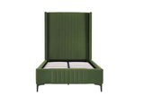 Manhattan Comfort Promenade Mid-Century Modern Velvet Upholstered Twin-Size Bed Frame - Luxurious Foam Padding, No Box Spring Needed, Stylish Vertical Stitched Headboard, Moss Green Manhattan Comfort