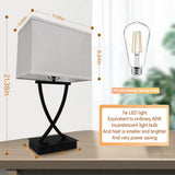 OYedis 3-Way Dimmable Touch Control Medium Table Lamp with Type C/USB Charging Port and 1 AC Outlet White Shade 21.38" Bedside Nightstand Lamp for Bedroom Living Room Office and Hotel Bulb Included OYedis