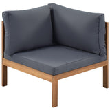 YOPTO 6 Pieces Acacia Wood Patio Furniture Sets,Outdoor Sectional Conversation Sofa Set with Cushions and Coffee Table,L Shaped Couch w/Metal Accessories,for Garden,Porch,Poolside and Backyard,Grey YOPTO