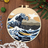 JRYYR Friendship Gifts Beginner Embroidery kit for Adults,Embroidery Kits for Beginners DIY Cross Stitch with Patterns and Instructions (Wave Pattern)