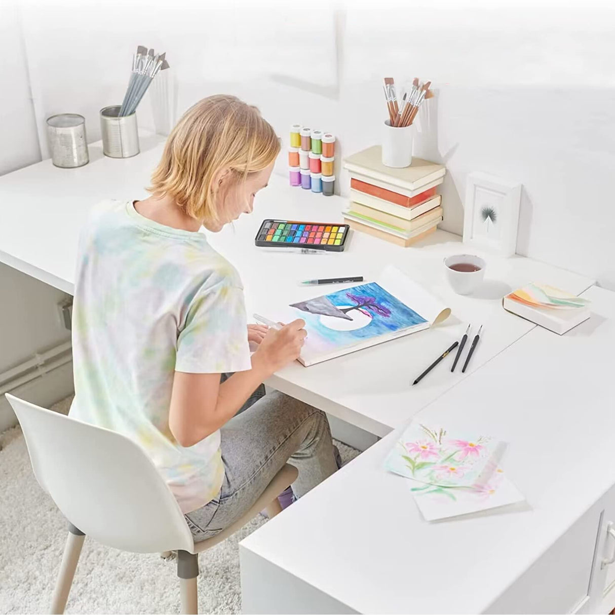 Watercolor Paper Bulk, 8.5x11 inches, 25 Sheets (180gsm) Artist Paper - Watercolors, Mixed Media, Drawing and Art Journaling Bonmiy