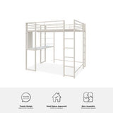 DHP Abode Full Size Metal Loft Bed, Off-White DHP