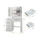 JBLCC Vanity Desk with Lighted Mirror, Large Makeup Vanity with Sliding Mirror, Storage Drawer & Chair, White Vanity Set Dressing Table for Bedroom (QW56LED) JBLCC