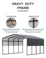 Metal Carport, Carport with Reinforced Base and Galvanized Steel Roof, Heavy Duty Garage Car Shelter Shade, Outdoor Car Port Canopy for SUV, Truck, Boats, 13x21 FT GAOMON