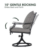 Grand patio 7-Piece Outdoor Dining Set for 6 E-Coated Patio Dining Furniture Set for 6 Patio Swivel Dining Chairs with Olefin Cushions 1 Rectangular Dining Faux Woodgrain Table with Umbrella Hole Grey Grand patio