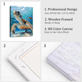 Natuyalo Paint by Numbers Kit for Adults Framed - Sea Turtle Paint by Number on Canvas with Frame, Animals DIY Acrylic Painting by Number Ideal Gift Home Wall Decor (12x16 Inch) Natuyalo