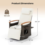 Tangkula Patio Rattan 360 Degree Swivel Recliner Chair, Wicker Lounge Chair w/Adjustable Backrest & Footrest, Cushioned Push Back Reclining Seat w/Flip Side Table for Porch, Yard, Lawn (Off White,1) Tangkula
