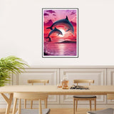Dolphins Diamond Art Painting Kits for Adults,Beach Diamond Painting Kits for Beginners 5D Full Round Drill Diamond Dots,Paint with Round Diamonds for Home Wall Decor (30x40cm/11.8X15.7inch) HSENJT