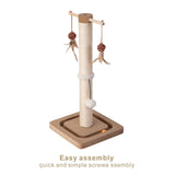 PEEKAB Cat Scratching Post Premium Sisal Scratch Posts with Tracking Interactive Toys Vertical Scratcher for Indoor Cats and Kittens- 25 inches Beige PEEKAB