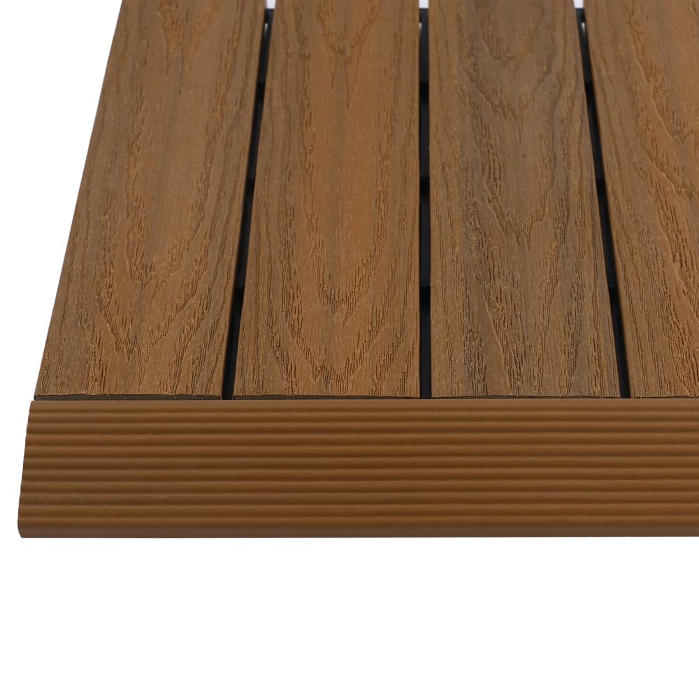 1 in. x 1 ft. Quick Deck Composite Deck Tile Straight Fascia (4-Pieces/Box) (Peruvian Teak) NewTechWood