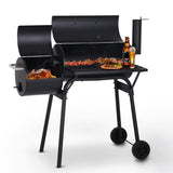 Charcoal Grills Outdoor BBQ Grill Offset Smoker with Wheels Side Fire Box Portable Barbecure Grill for Outdoor Cooking Backyard Camping Picnics,Black NChanmar