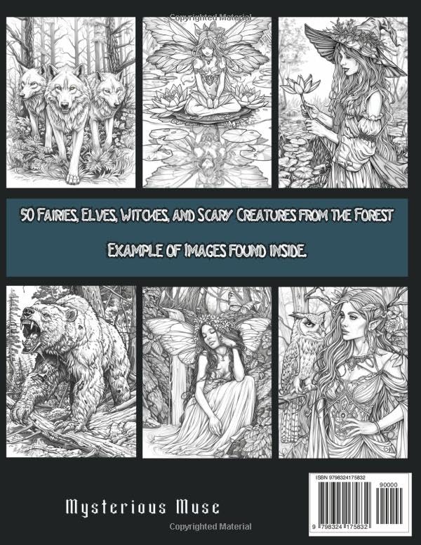 Twilight of the Dark Forest: 50 Fairies, Elves, Witches, and Scary Creatures Fantasy Coloring Book For Adults (Fantasy Adult Coloring Book Series) WoodArtSupply