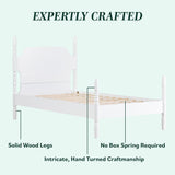 Walker Edison EZ Assembly Traditional Wood White Spindle Bed, Vintage Bed Frame, No Box Spring Required, Twin Bed Frame with Headboard, Twin Size, White Walker Edison
