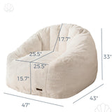 MAXYOYO Giant Bean Bag Chair, Oversized Bean Bag Couch for Adults and Kids, Faux Fur Shell-Shaped Large Bean Bag Chair with Filler, Stuffed Big Accent Sofa Chair Floor Sofa for Gaming, Reading, Beige MAXYOYO