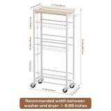 PAPAGIFTREE 4 Tier Slim Rolling Storage Cart with Pull-Out Baskets, Narrow Sliding Storage Slim Laundry Cart Slim Rolling Kitchen Cart PAPAGIFTREE