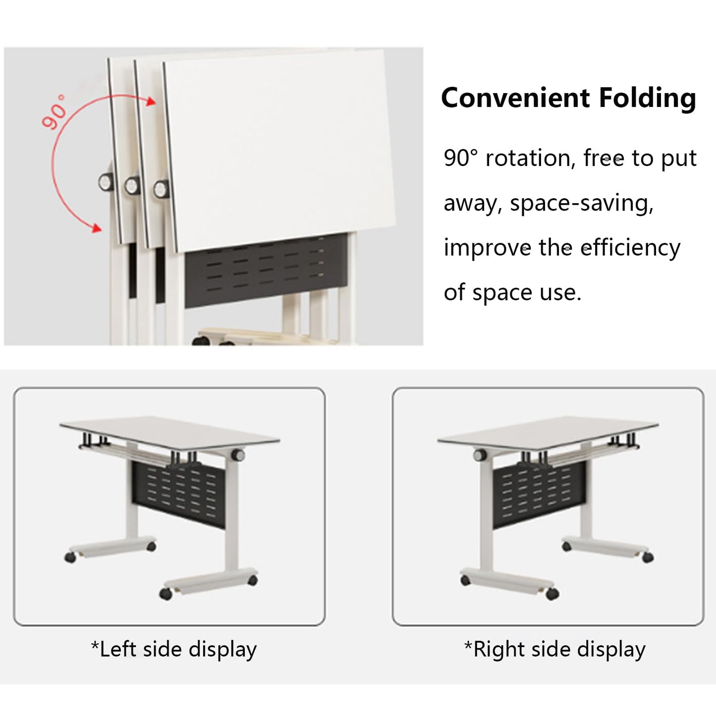 4 Pack Folding Conference Table,Flip Top Mobile Training Table with Fixable Casters and Baffle Plate,Fold Up Meeting Table for Office,Meeting Room,Classroom (140 * 60 * 75cm)