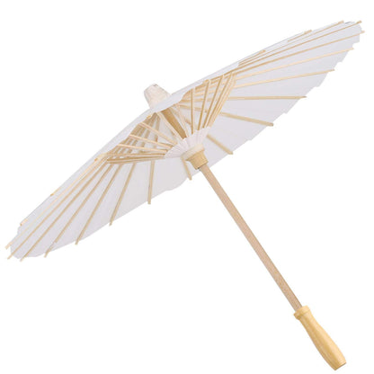 White Color Paper Decorative Umbrella Hand Painted Oiled Paper Umbrella Art Decor Vintage Parasol Vintage Umbrella with Bamboo Wooden Handle Handle for Dance Perform Prop Cosplay(60cm)