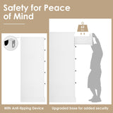 HOSTACK 5 Drawer Dresser for Bedroom, 43.7" Tall Dresser & Chest of Drawers, 29" W Drawer Chest with Metal Handles, Wood Vertical Dresser Storage Cabinet for Living Room, Hallway, Entryway, White HOSTACK