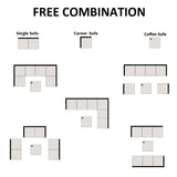 MCombo Patio Furniture Sets 7 Pieces Outdoor Wicker Sectional Sofa Set, PE Rattan Aluminum Frame Conversation Sets with Washable Cushion and Glass Table for Garden, and Backyard, 6080-7PC (White) MCombo