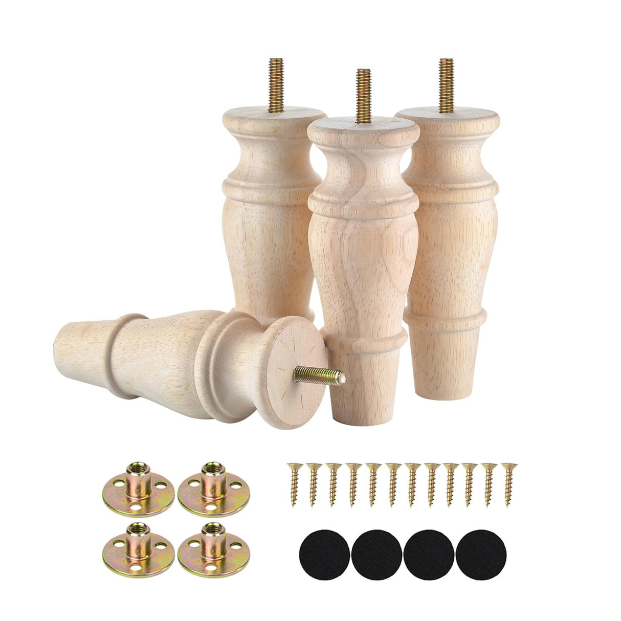 Michanco Wooden Furniture Legs 6 Inch Set of 4 Unfinished Replacement Parts for Couch Sofa Chair Ottoman Cabinet Michanco