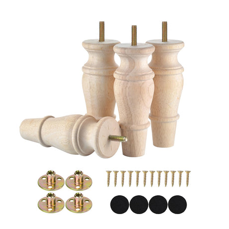 Michanco Wooden Furniture Legs 6 Inch Set of 4 Unfinished Replacement Parts for Couch Sofa Chair Ottoman Cabinet Michanco