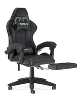 Bigzzia Gaming Chair with Footrest, Ergonomic Game Chairs with Headrest and Lumbar Support, Adjustable Height, Reclining, Racing Style, and 360°Swivel Seat for Computer/Video Game Chair,Black Bigzzia