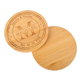 Personalized Coasters, Custom Engraved Coasters, Bamboo Coasters for Drinks, Monogram Coasters with Holder, Great Gifts for Relatives, Friends or Yourself (M, Set of 4) Mojia