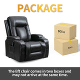 Trustyue Power Lift Recliner Chair with Heat and Massage, Lift Chairs for Standing Assistance, 2 Cup Holders, 4 Pockets, USB Charge Port, Breathable Leather Black Trustyue