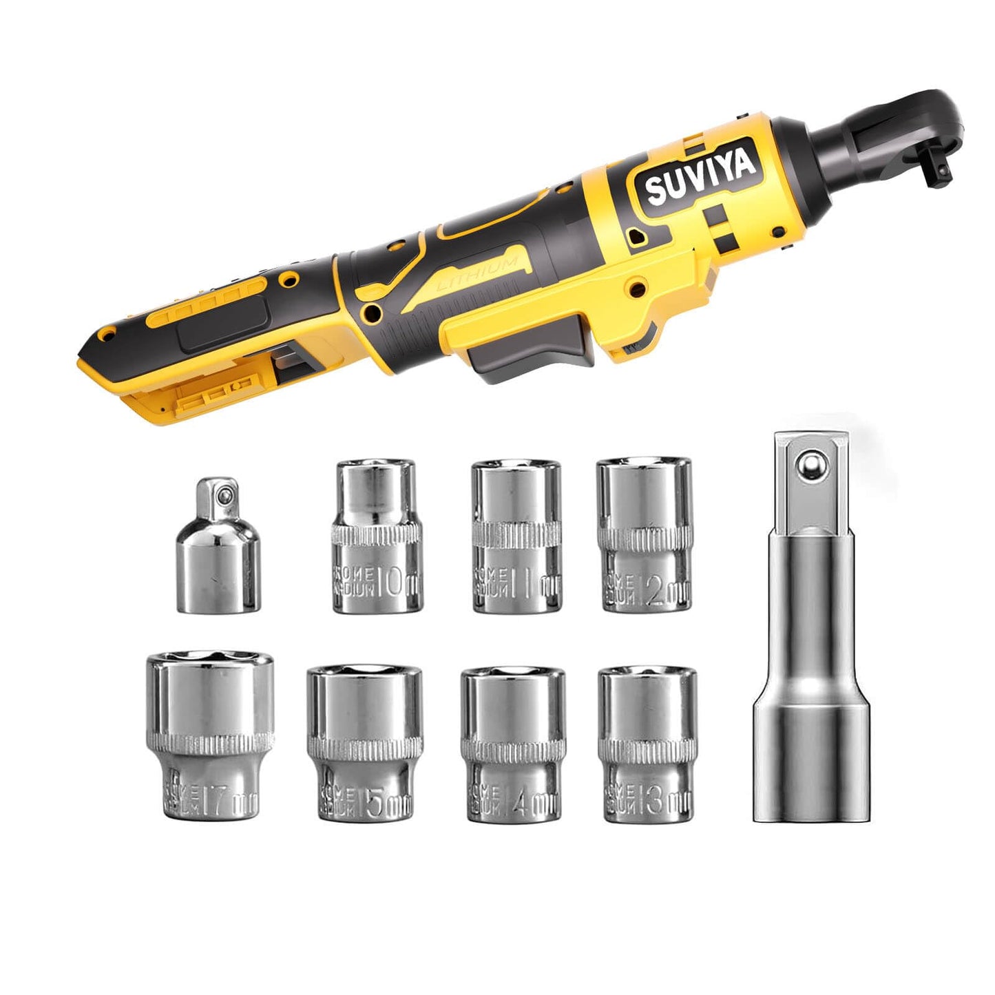 3/8" Cordless Ratchet Wrench Compatible with Dewalt 20V MAX Battery, 45Ft-Lbs Power Ratchet Wrench with 1/4" Adapter, Power Electric Ratchet drive with variable speed (Tool Only) - WoodArtSupply