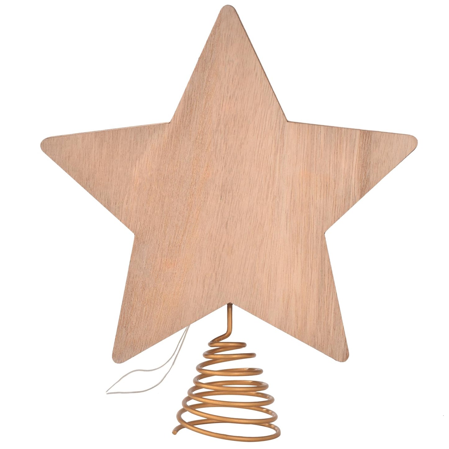 Christmas Star Tree Topper, Wooden 3D Star Glittered Hollow Plug-in Christmas Tree Topper Decoration with LED Light & 6-Hour Timer Function for Indoor Office Holiday Xmas 7.87" x 8.86" (White)