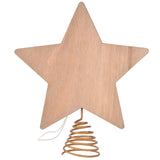 Christmas Star Tree Topper, Wooden 3D Star Glittered Hollow Plug-in Christmas Tree Topper Decoration with LED Light & 6-Hour Timer Function for Indoor Office Holiday Xmas 7.87" x 8.86" (White) Ovootok