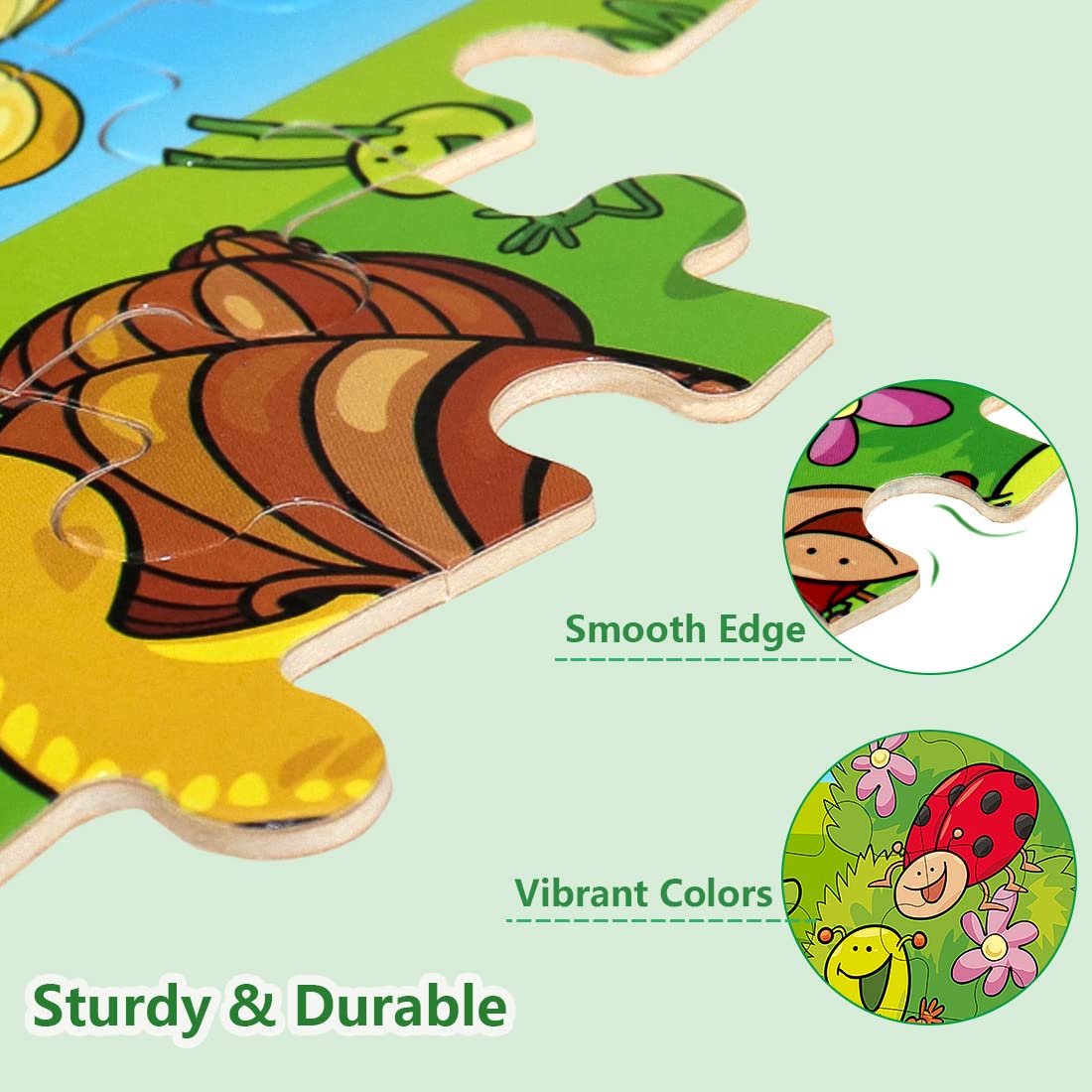 Puzzles for Kids Ages 3-5, 24 Piece Colorful Wooden Puzzles for Toddler Children Learning Educational Puzzles Toys for Boys and Girls (6 Puzzles) RANSUNN