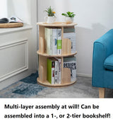 Heehee 2 Rotating Bookshelf 360 Display Floor Standing Bookcase Storage Rack for Kids&Adults Multi-Functional Bookshelf Organizer (2-Tier) Heehee