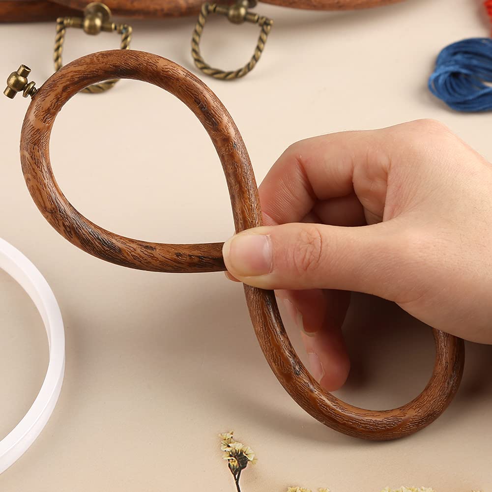 Jupean Embroidery Hoop, 7.5'' 9.2'' Oval Embroidery Hoop, Imitated Wood Display Frame with 30 Pieces Embroidery Needles, Embroidery Frame and Cross Stitch Hoop for Art Craft Sewing and Wall Hanging JUPEAN