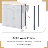 Merax Rolling Mobile Kitchen Island Cart with Wood Top and Locking Wheels, 4 Door Cabinets and 2 Drawers, Spice & Towel Rack, 54.3 Inch Width, Grey Blue Merax