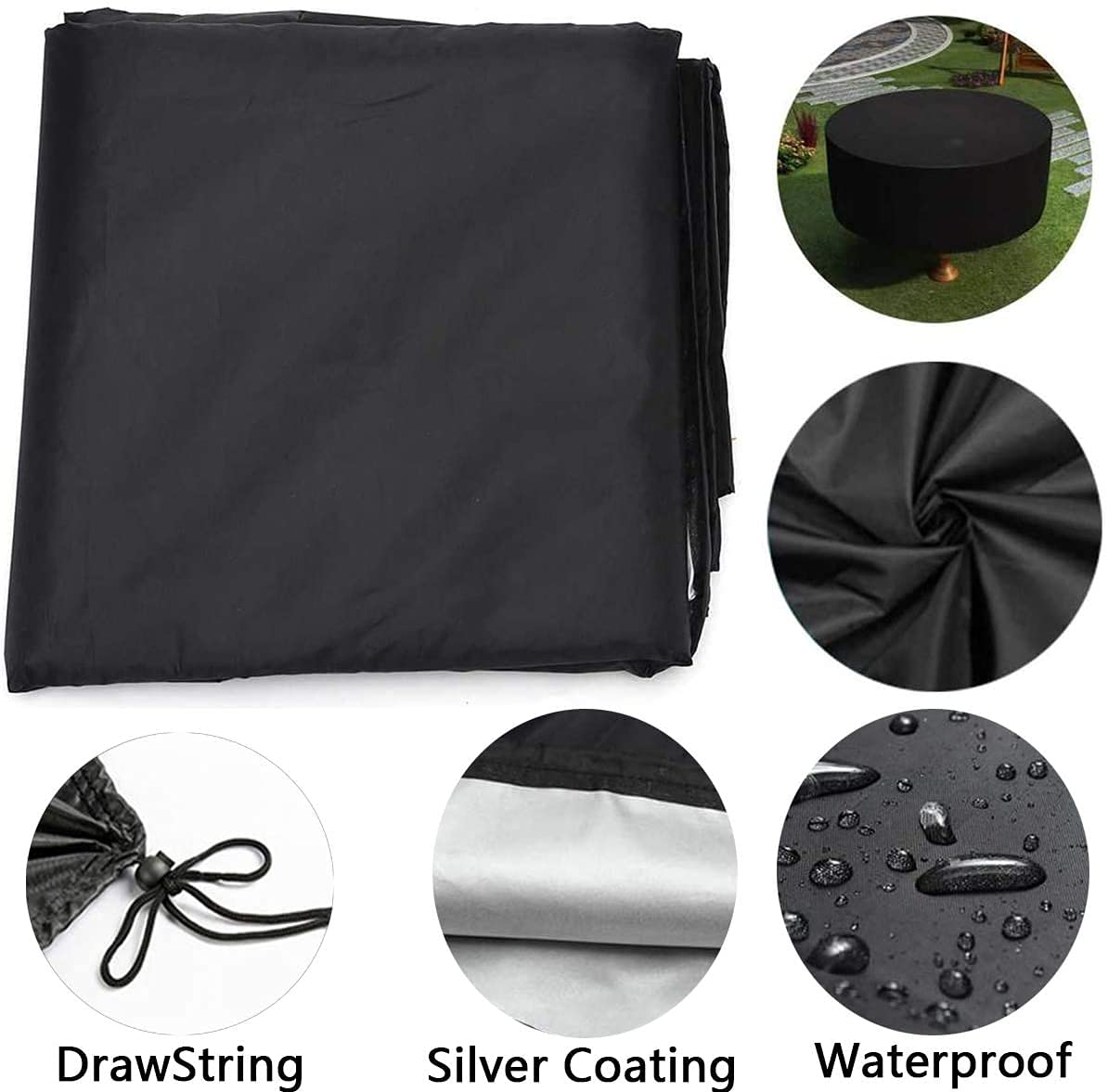 POMER Round Patio Furniture Covers, 72inch Bar Height Table Chair Set Cover Waterproof Outdoor Sectional Sofa Set Covers for Garden Furniture Set - 72" D x 43" H POMER