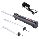 BEHNKE Professional Cordless Rechargeable Electric Knife with 4 Serrated Blades and Safety Lock Trigger Release, Perfect for Carving Meats, Poultry, Bread – Black BEHNKE