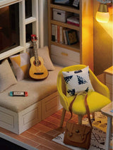 Flever Dollhouse Miniature DIY House Kit Creative Room with Furniture for Romantic Artwork Gift (Sunny Study) Flever