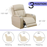 Anthato Power Recliner Sofa Set, Living Room Furniture Sets, Leather Reclining Sofa Set, Recliner Couch Loveseat and Chair with Coffee Table/Cup Holders/Charging Port for Home Theater Seat, Khaki Anthato
