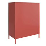 REALROOMS Shadwick 2 Door Metal Locker Style Accent Storage Cabinet, Terracotta REALROOMS