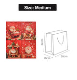 Rusikia 12 Christmas Gift Bags with 12 Tissues and 1 Satin Ribbon, Red Party Favor Bags Bulk with Handles, Glittery Cute Balls Father Christmas Paper Bag for Wrapping Holiday (Medium 10"x4"x12.6") Rusikia