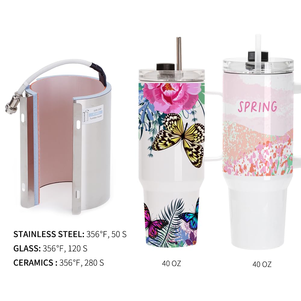 PYD Life 40 OZ Tumbler Heat Press Attachment with 5 Pin for 40 OZ Sublimation Tumblers Top Straight Area,Suitable for Max Tumbler Heat Press PYD Life