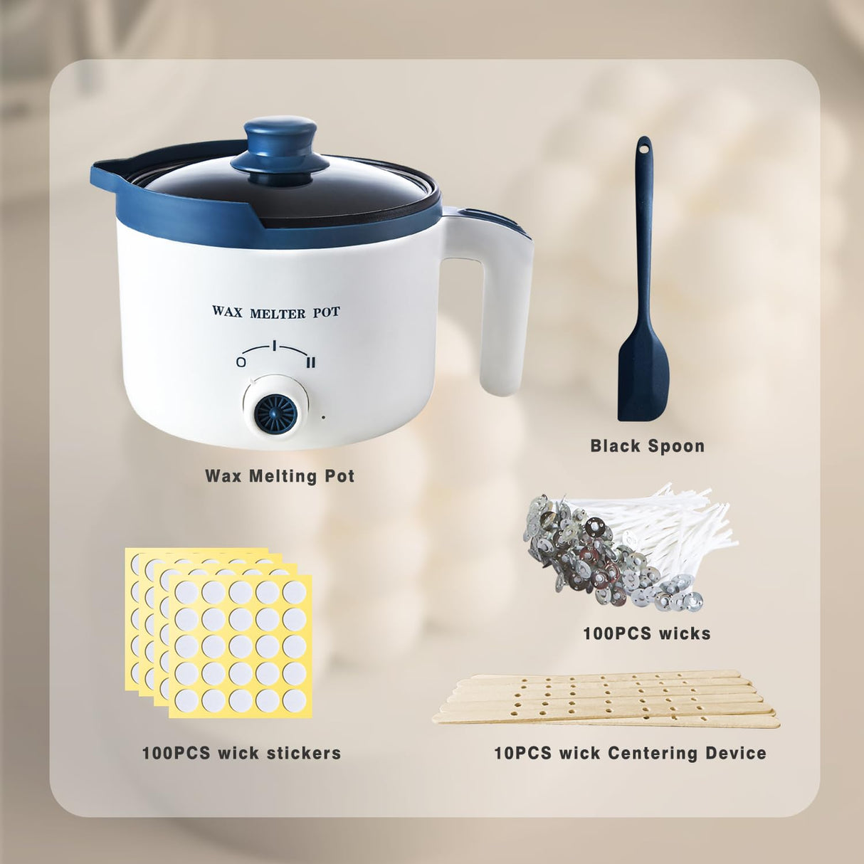 Ksedcon Wax Melter for Candle Making with Pouring Spout, Electric Wax Melting Pot Kit Included Wicks, Wick Stickers, Centering Device, Stirring Spoon Ksedcon