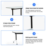 6 Pack Folding Conference Room Tables,Modern Rectangular Foldable Conference Table Flip Top Mobile Training Tables with Wheels Meeting Table for Office Meeting Room Classroom(47.2 in) rzoizwko