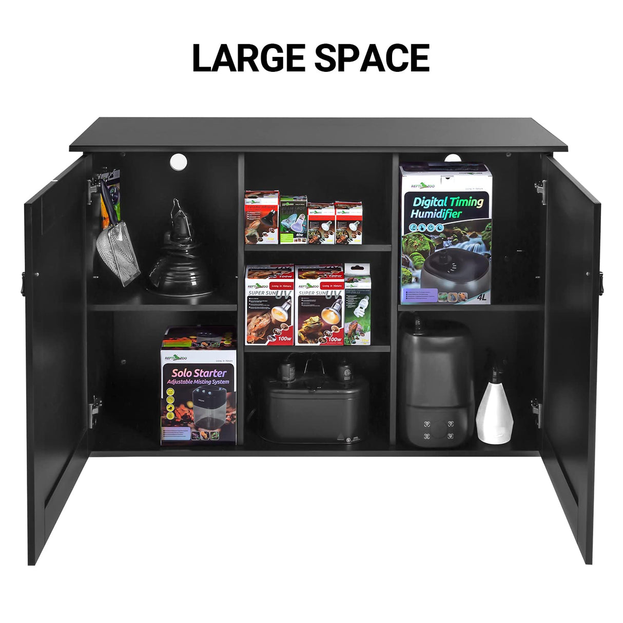 REPTI ZOO Reptile Aquarium Terrarium Wooden Stand and Cabinet with Adjustable Shelf for 48L x 18W inch Amphibian/Fish Sea Salt Water Tank Terrarium(Cabinet Only) REPTI ZOO