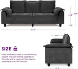 TYBOATLE Sofa Couches for Living Room, Mid-Century Modern Comfy 85" W Loveseat w/2 USB Charger & Wide Arms, 3 Seater Cloud Small Couch Sofas for Small Space Apartment Bedroom Office (Dark Grey) TYBOATLE