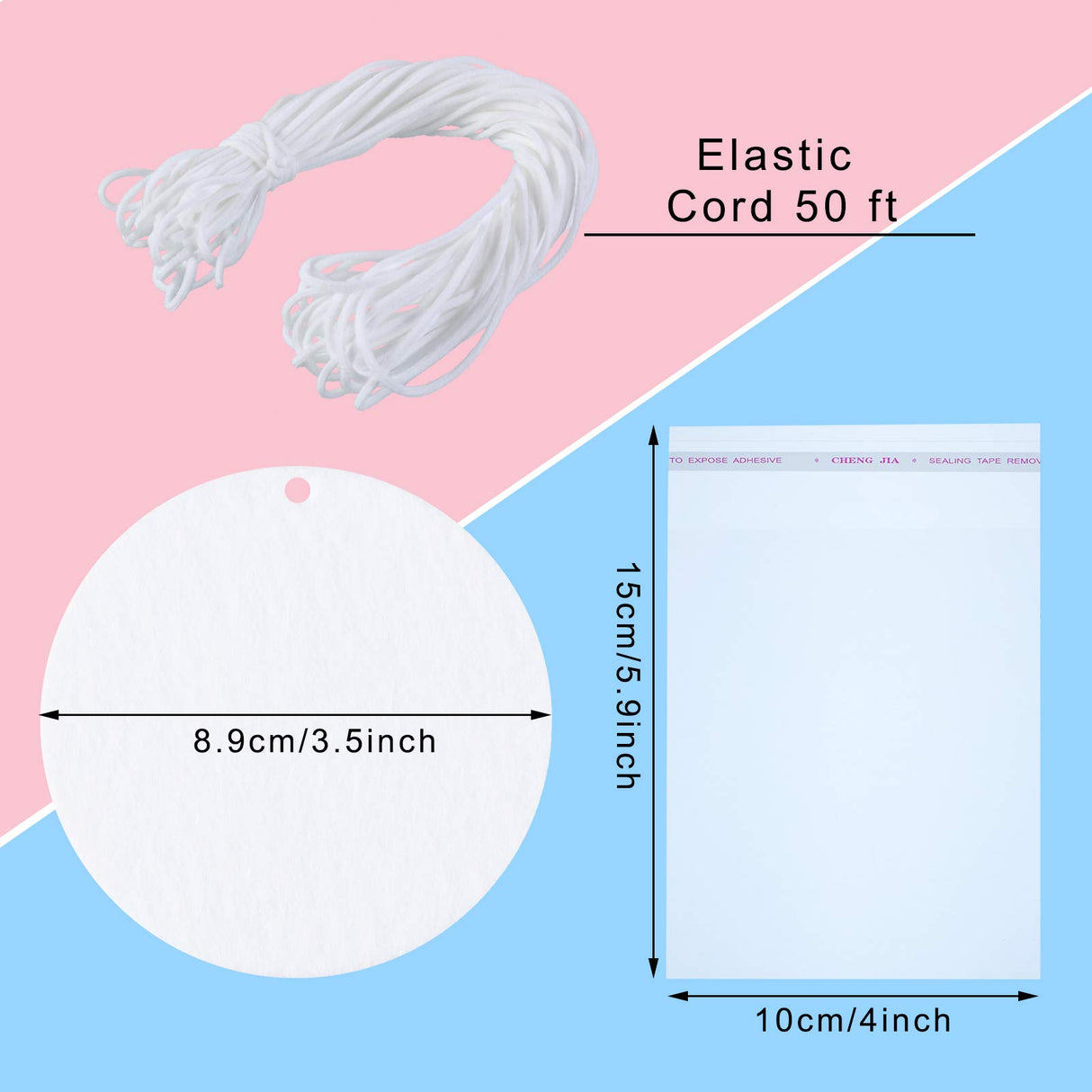 50 Pieces Sublimation Air Freshener Blanks Car Scented Hanging Round Felt Air Freshener White Fragrant Sheets with 100 Pieces Bags and Elastic Rope for Car Interior Use and Decor Maitys