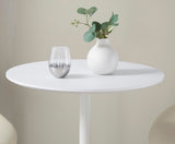 LumiSource Pebble 3-Height Adjustable Bar Table, Round High Top Pub Table (White Metal, White Wood) LumiSource