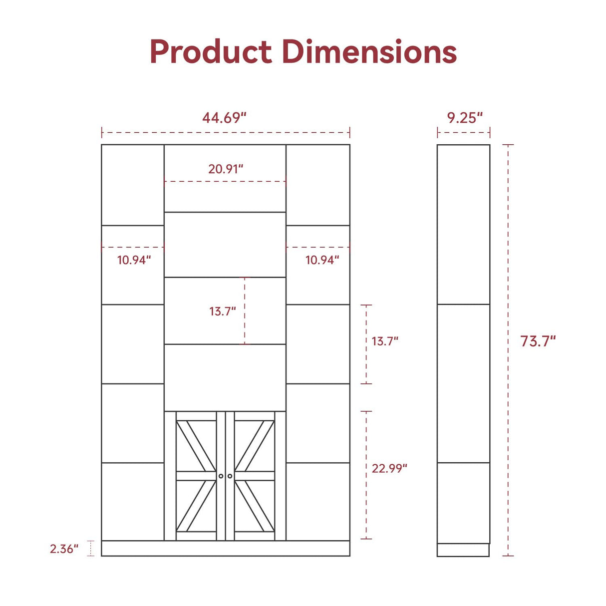 oneinmil 74" Tall Bookshelf and Bookcase, 6-Tier Wooden Bookshelves with Cabinet Doors, Floor Bookshelves and Office Storage Cabinets for Home Office, Living Room (74" H x 45" W) oneinmil