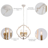 Rustic Farmhouse Chandelier 4 Light Vintage Gold and White Orb Wood Chandelier Hanging Light Fixtures Retro Flush Mount Ceiling Pendant Light for Dining Room Living Room Kitchen Entryway Hallway ASHUAQI